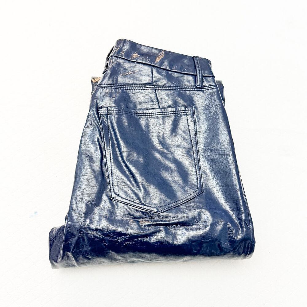 Good American Blue Faux Leather Wide Leg Denim Jean Pant Twilight Size 4 / 27